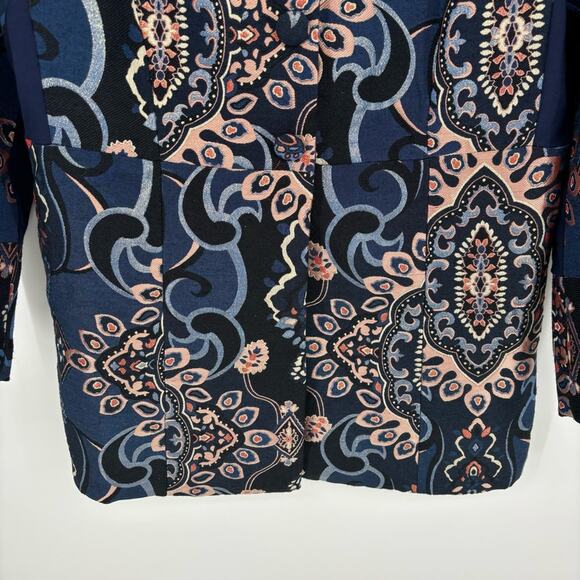 Chico’s Jacquard Jacket Size Small Metallic Thread Embroidered Gold Brocade - Picture 8 of 16